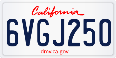 CA license plate 6VGJ250