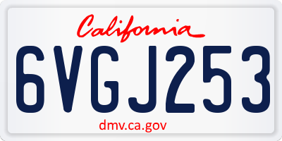 CA license plate 6VGJ253