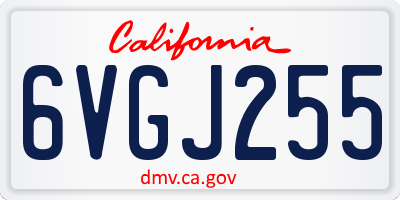 CA license plate 6VGJ255