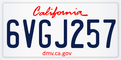 CA license plate 6VGJ257