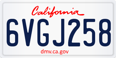 CA license plate 6VGJ258
