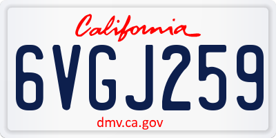 CA license plate 6VGJ259