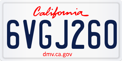 CA license plate 6VGJ260