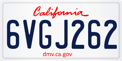 CA license plate 6VGJ262