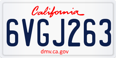 CA license plate 6VGJ263