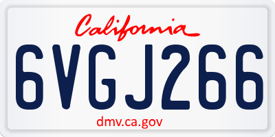 CA license plate 6VGJ266