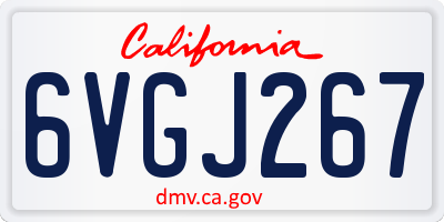 CA license plate 6VGJ267