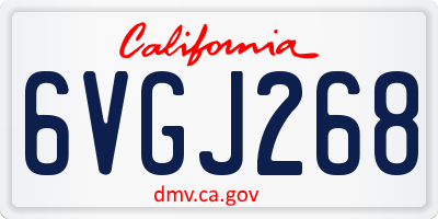 CA license plate 6VGJ268