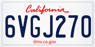 CA license plate 6VGJ270