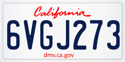 CA license plate 6VGJ273
