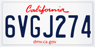 CA license plate 6VGJ274