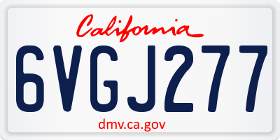 CA license plate 6VGJ277