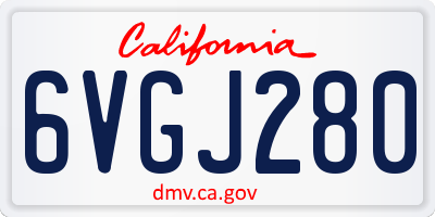 CA license plate 6VGJ280