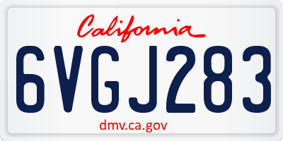 CA license plate 6VGJ283