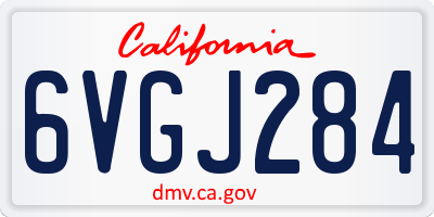 CA license plate 6VGJ284