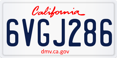 CA license plate 6VGJ286