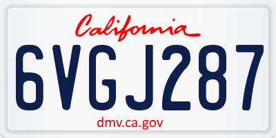 CA license plate 6VGJ287