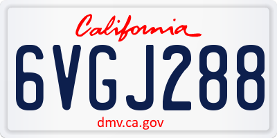 CA license plate 6VGJ288