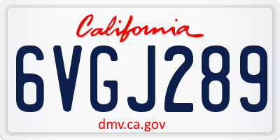 CA license plate 6VGJ289