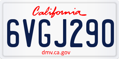 CA license plate 6VGJ290