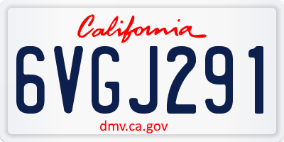 CA license plate 6VGJ291