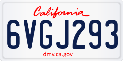 CA license plate 6VGJ293