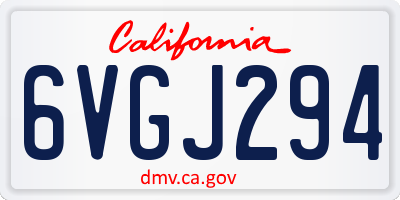 CA license plate 6VGJ294