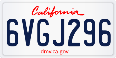 CA license plate 6VGJ296