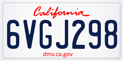CA license plate 6VGJ298