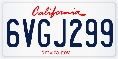CA license plate 6VGJ299