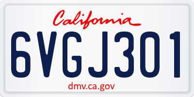 CA license plate 6VGJ301