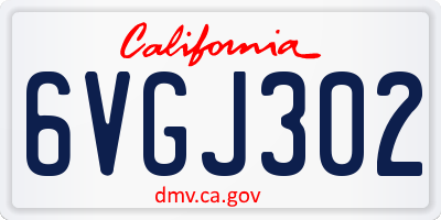 CA license plate 6VGJ302