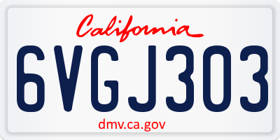 CA license plate 6VGJ303