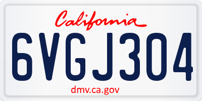 CA license plate 6VGJ304