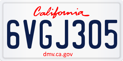 CA license plate 6VGJ305