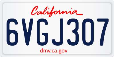 CA license plate 6VGJ307