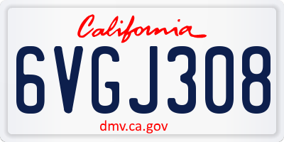 CA license plate 6VGJ308