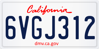 CA license plate 6VGJ312