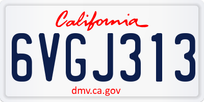 CA license plate 6VGJ313