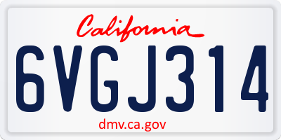 CA license plate 6VGJ314