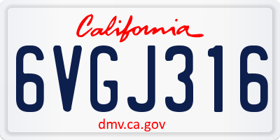 CA license plate 6VGJ316