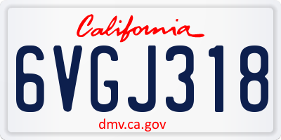 CA license plate 6VGJ318