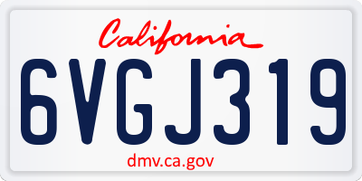 CA license plate 6VGJ319