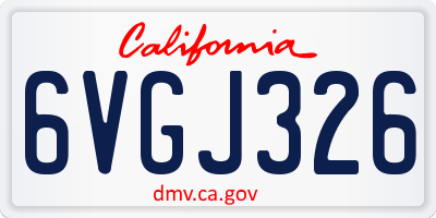 CA license plate 6VGJ326