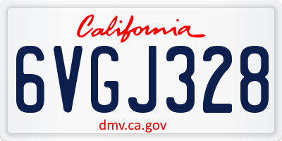 CA license plate 6VGJ328