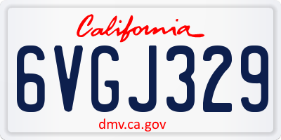 CA license plate 6VGJ329