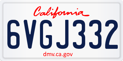 CA license plate 6VGJ332