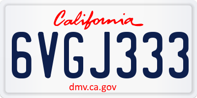 CA license plate 6VGJ333