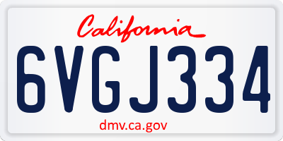 CA license plate 6VGJ334