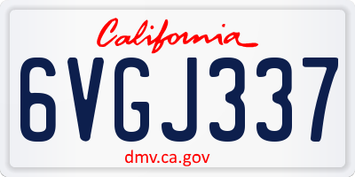 CA license plate 6VGJ337